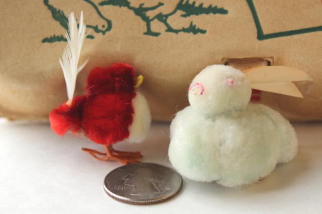 vintage Easter decorations, honeycomb tissue eggs, Japan chenille bunnies & chicks