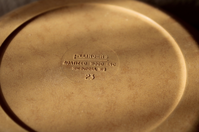 vintage Ellingers Agatized Wood bowls nesting bowl set w/ original labels