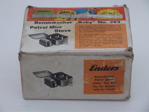 vintage Enders Benzinkocher Baby 263 camp stove, mini camp stove in original box