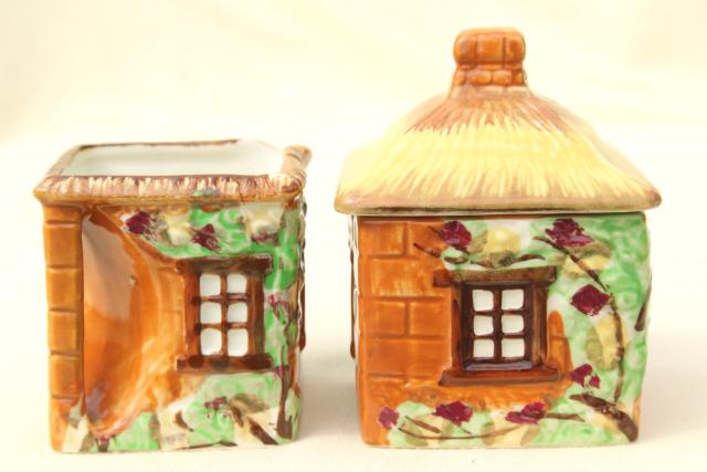 vintage English Tudor thatched cottage tea set, made in Japan cottageware