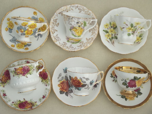 vintage English bone china tea cup & saucer collection, Royal Albert etc.