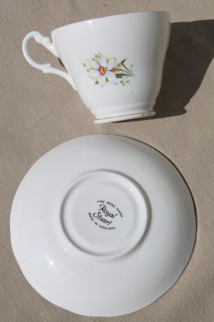 vintage English bone china tea cup & saucer for a March birthday daffodil jonquils
