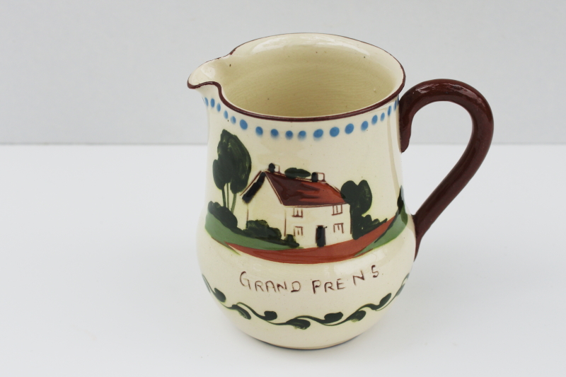 vintage English cottage motto ware pottery, milk jug creamer Torquay holiday souvenir