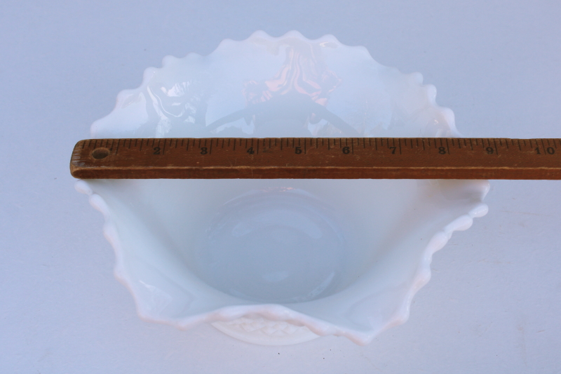 vintage English hobnail milk glass bowl or centerpiece for flowers greenery