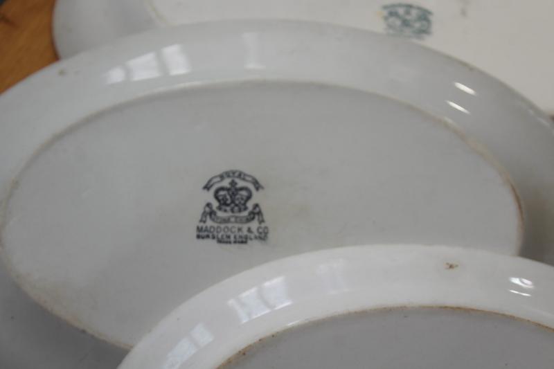 vintage English ironstone heavy white china platters stack big through small