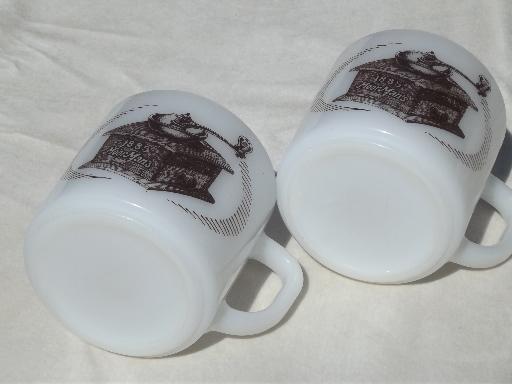 vintage Federal oven proof glass coffee mugs w/ Moorman's advetising