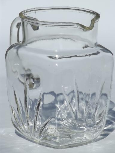 vintage Federal star pattern glass pitcher, large old milk pitcher