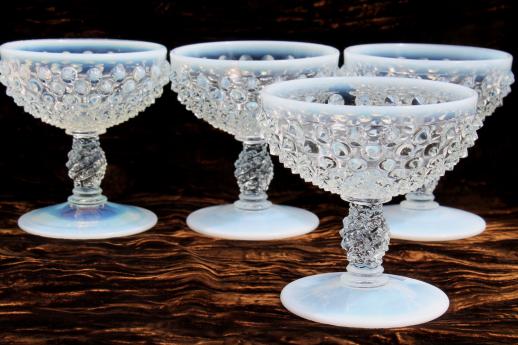 vintage Fenton french opalescent moonstone glass champagne / sherbet glasses 