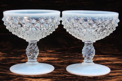 vintage Fenton french opalescent moonstone glass champagne / sherbet glasses 