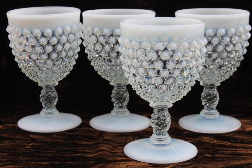 vintage Fenton french opalescent moonstone glass water goblets or wine glasses