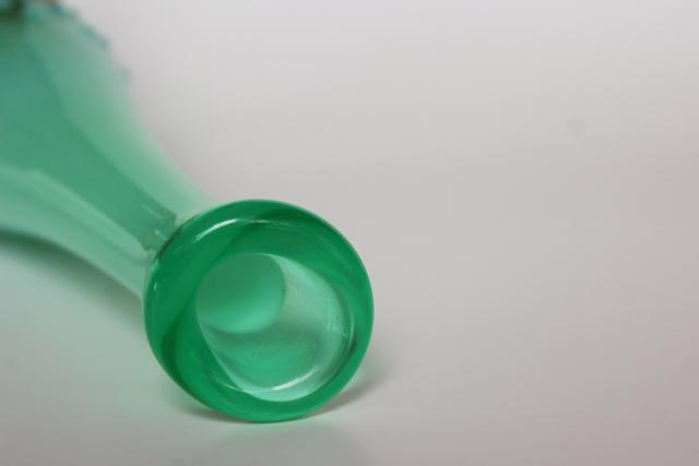 vintage Fenton green opalescent glass hobnail pattern bud vase