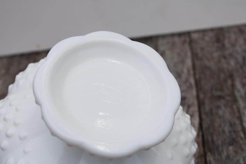 vintage Fenton hobnail milk glass candle holder bowl / table centerpiece