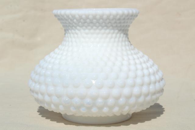 vintage Fenton hobnail milk glass lampshade, small replacement shade for mini lamp