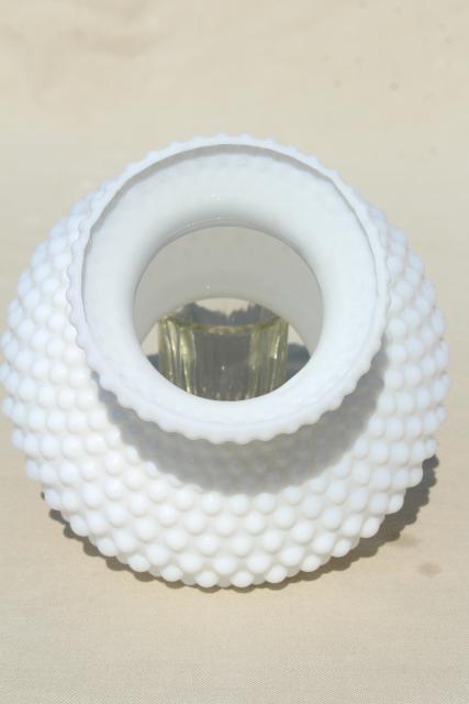 vintage Fenton hobnail milk glass lampshade, small replacement shade for mini lamp