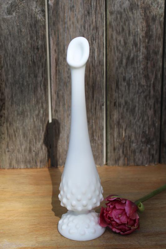 vintage Fenton hobnail pattern milk glass bud vase to hold a single flower