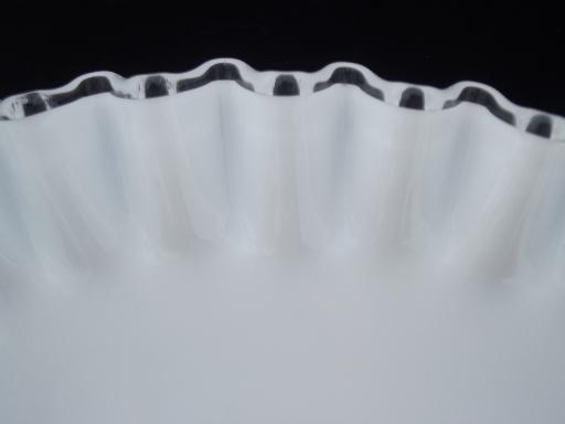 vintage Fenton  silver crest milk glass sandwich plate w/ center handle