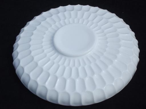 vintage Fenton thumbprint milk glass, large plate from chip and dip dish
