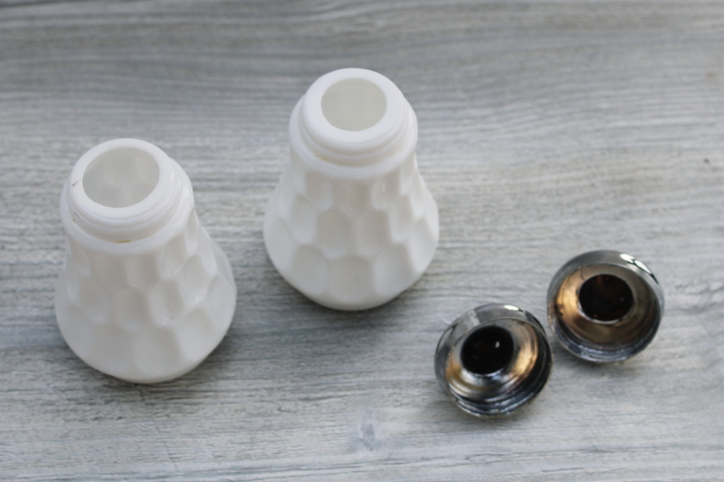 vintage Fenton thumbprint pattern milk glass salt and pepper shakers S-P set
