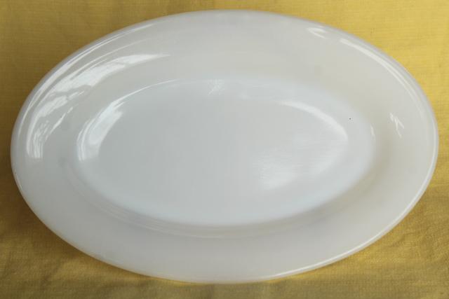 vintage Fire King restaurant ware white       milk glass, oval platter or steak plate