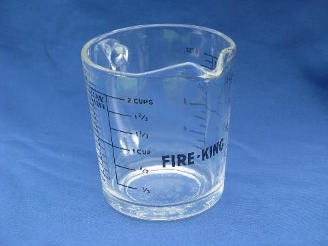 vintage Fire-King glass measuring cup, graduated measure w/ spout