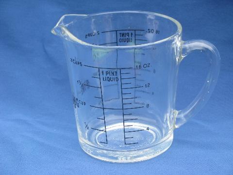 Vintage Fire King Glass Liquid Measuring Cup 2 16Oz Measure Black Lettering  Metric & Standard Measurements 498 - Yahoo Shopping