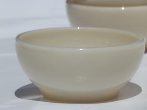 vintage Fire-King ivory glass restaurantware, restaurant soup bowls