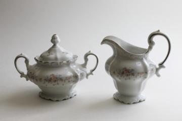 vintage Floral Splendor pattern cream and sugar set, Johann Haviland Bavaria china