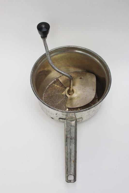 vintage Foley food mill, classic hand crank strainer for