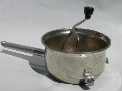 vintage Foley food mill, classic hand crank strainer for