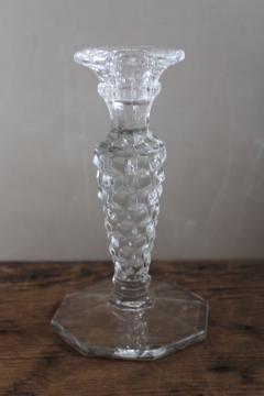 vintage Fostoria American pattern glass candlestick, octagon base single candle holder