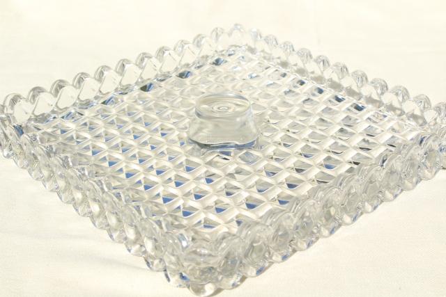 vintage Fostoria American square cube pattern cake plate plateau without stand base