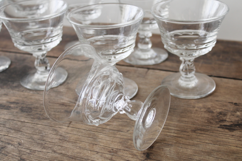vintage Fostoria Century pattern cocktails or champagne glasses, crystal clear elegant glass