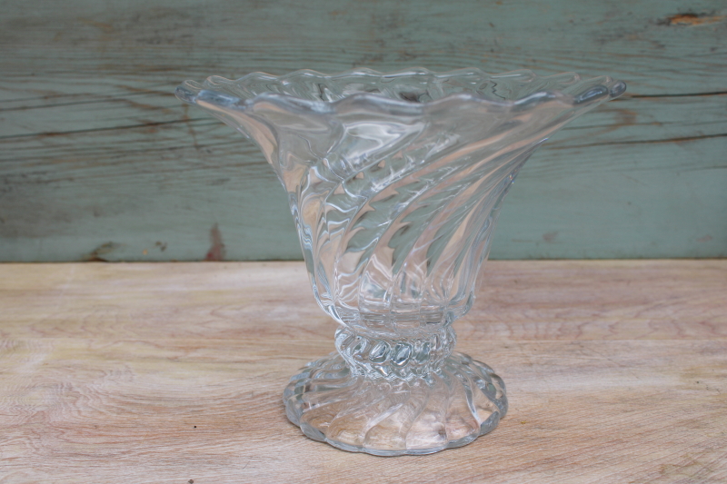 Vintage Fostoria Colony Swirl Flared Shape Flower Vase Heavy Crystal