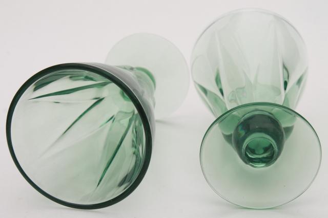 vintage Fostoria Fairmont green glass stemware, set of 6 juice glasses
