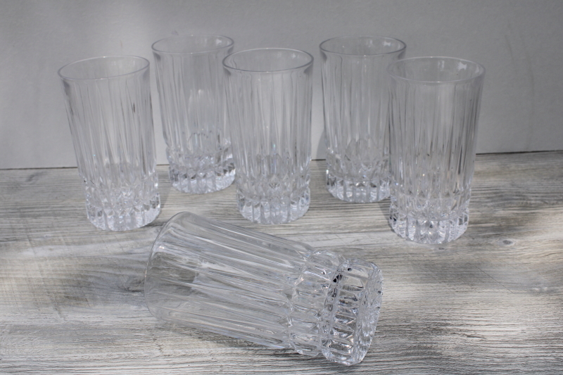 vintage Fostoria Heritage highball glasses, set of 6 tumblers heavy crystal drinking glasses