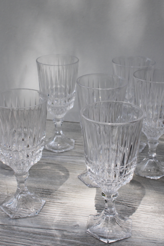 vintage Fostoria Heritage water glasses, set of 6 goblets heavy crystal stemware