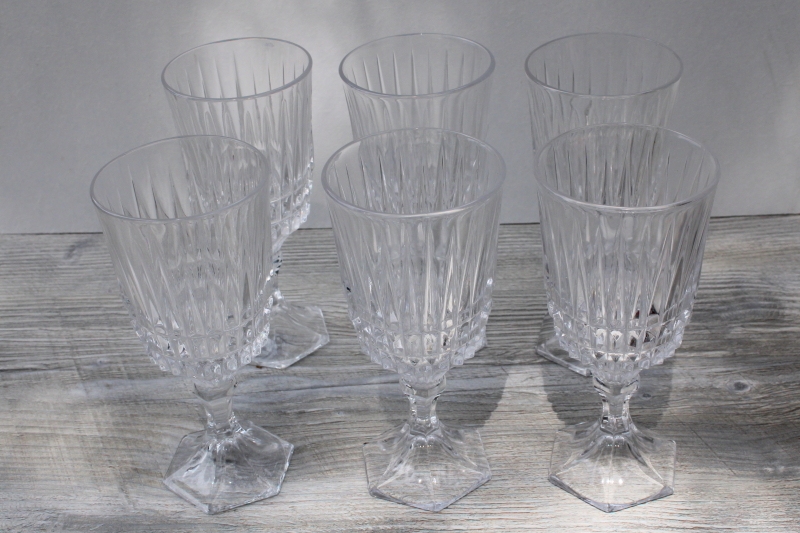 vintage Fostoria Heritage water glasses, set of 6 goblets heavy crystal stemware