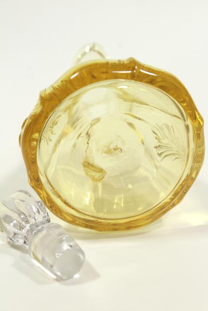 vintage Fostoria baroque topaz yellow depression glass cruet bottle & stopper