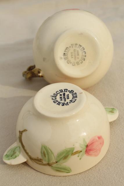vintage Franciscan Desert Rose individual creamer & sugar set w/ small cream pitcher