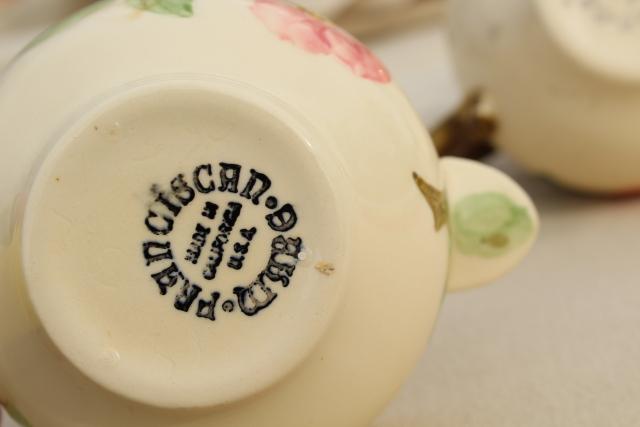 vintage Franciscan Desert Rose individual creamer & sugar set w/ small cream pitcher