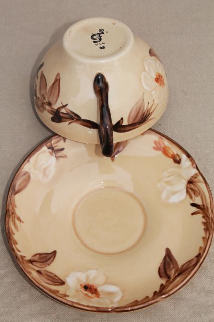 vintage Franciscan china, royal rose desert tan cafe brown cups & saucers 