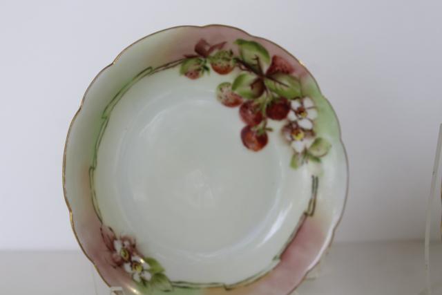 vintage French Limoges china bowls, summer - autumn fruit & berries hand painted