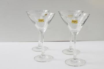 vintage French glass barware martini cocktail glasses, Luminarc - France label