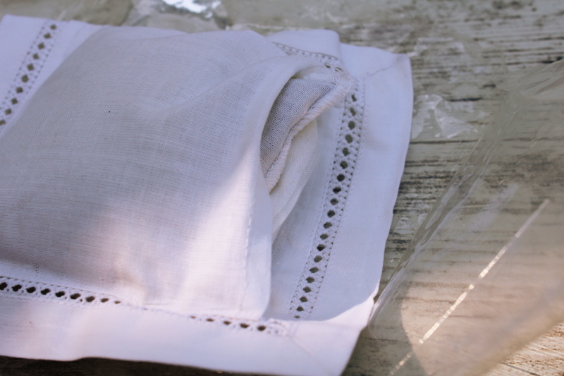 vintage French lavender sachet, white cotton lace embroidery lavender bag for linen closet or lingerie drawer