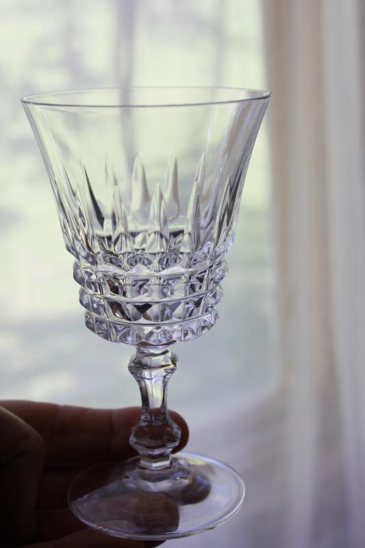 vintage French lead crystal wine glass goblets, Dalton Cristal d'Arques Verite