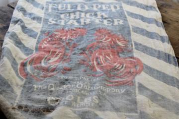 vintage Ful-O-Pep chick starter feed sack bag, old cotton feedsack w/ rooster