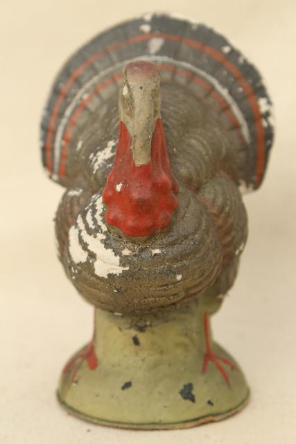 vintage Germany papier mache holiday decoration, Thanksgiving or Christmas turkey