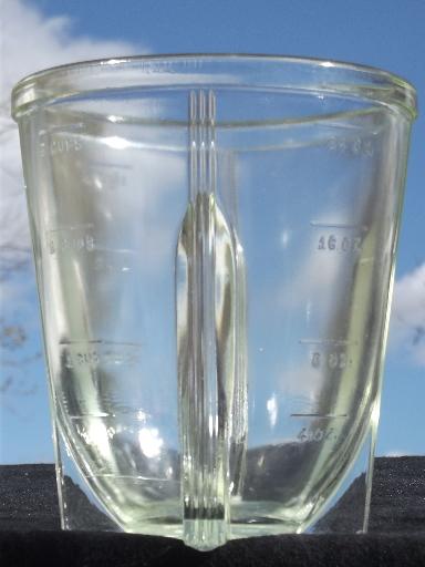 vintage Glasbake glass beater jar, for old kitchen eggbeater, rotary hand-mixer