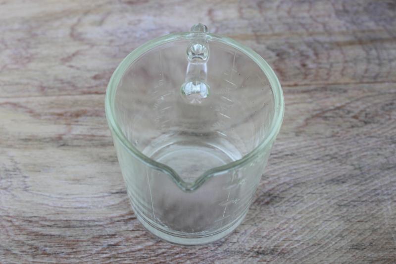 vintage Glasbake measuring cup w/ pour spout, clear depression glass