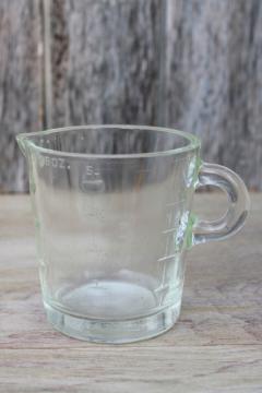 vintage Glasbake measuring cup w/ pour spout, clear depression glass